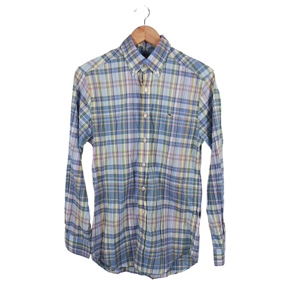 Vineyard Vines Mens Size S Slim Fit Tucker Whale Shirt Plaid Cotton Long Sleeves